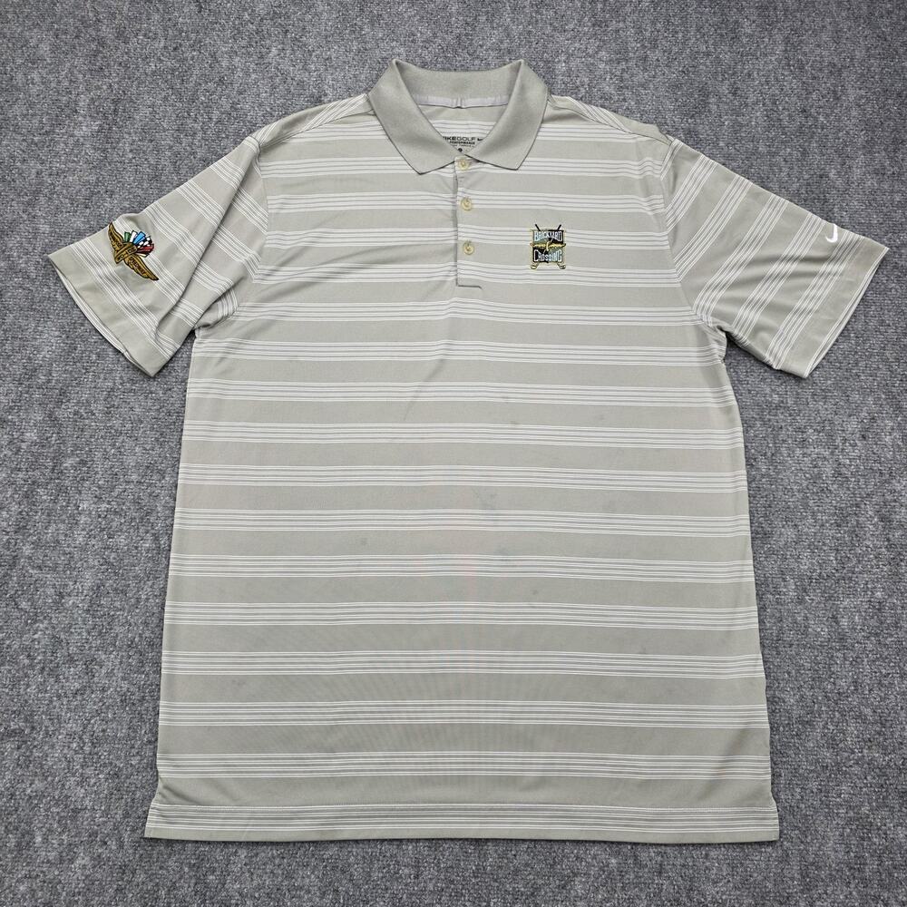 Indianapolis Speedway Brickyard Crossing Polo Shirt Mens Large Nike Dri Fit Gray